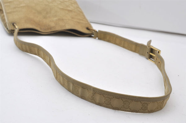 Authentic GUCCI Shoulder Cross Body Bag GG Canvas Leather 91762 Beige 0504J