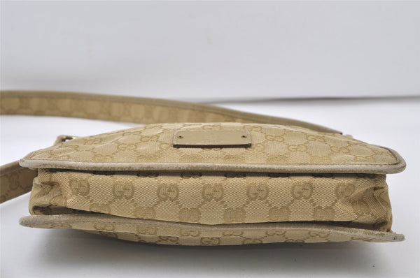 Authentic GUCCI Shoulder Cross Body Bag GG Canvas Leather 91762 Beige 0504J