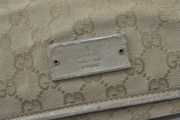 Authentic GUCCI Shoulder Cross Body Bag GG Canvas Leather 91762 Beige 0504J