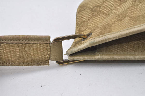 Authentic GUCCI Shoulder Cross Body Bag GG Canvas Leather 91762 Beige 0504J