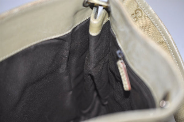 Authentic GUCCI Shoulder Cross Body Bag GG Canvas Leather 91762 Beige 0504J