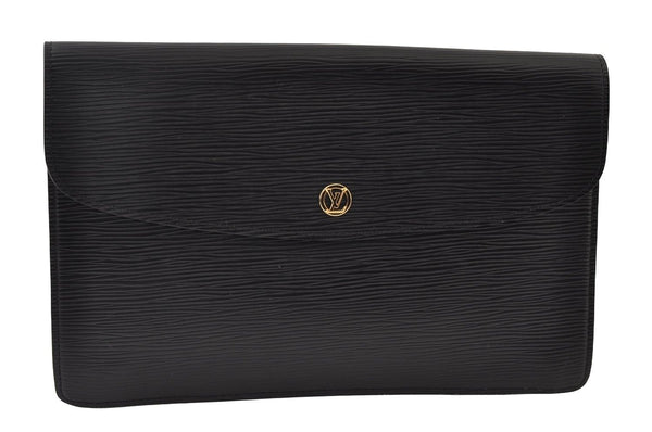 Authentic Louis Vuitton Epi Montaigne 27 Clutch Hand Bag Black M52652 LV 0505J