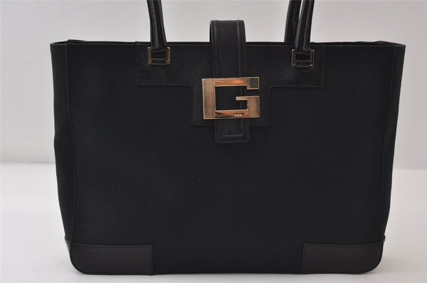 Authentic GUCCI Vintage Shoulder Tote Bag Canvas Leather 0021109 Black 0506J