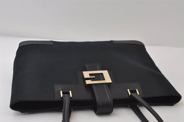 Authentic GUCCI Vintage Shoulder Tote Bag Canvas Leather 0021109 Black 0506J