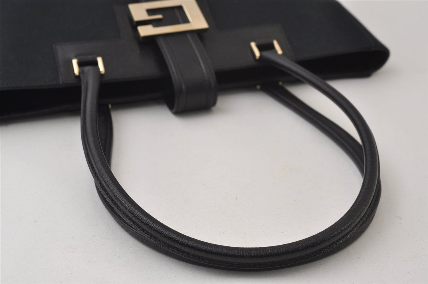 Authentic GUCCI Vintage Shoulder Tote Bag Canvas Leather 0021109 Black 0506J