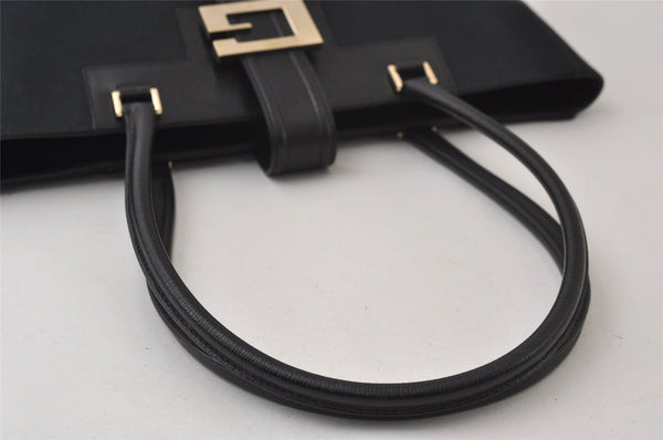 Authentic GUCCI Vintage Shoulder Tote Bag Canvas Leather 0021109 Black 0506J