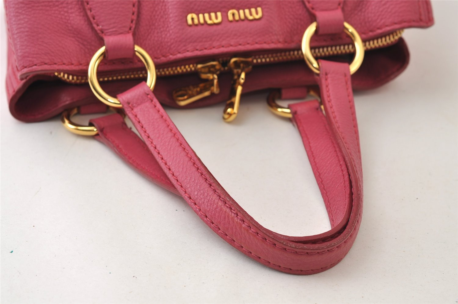 Authentic MIU MIU Leather 2Way Shoulder Hand Bag Purse Pink 0508J