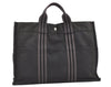 Authentic HERMES Vintage Fourre Tout MM Hand Tote Bag Canvas Black 0508K