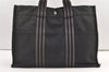 Authentic HERMES Vintage Fourre Tout MM Hand Tote Bag Canvas Black 0508K