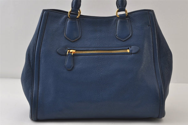 Authentic MIU MIU Vintage Leather 2Way Shoulder Tote Bag Blue 0509J