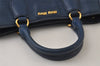 Authentic MIU MIU Vintage Leather 2Way Shoulder Tote Bag Blue 0509J