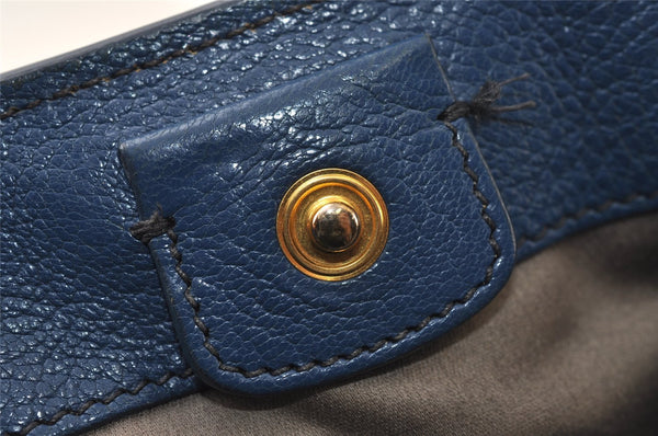 Authentic MIU MIU Vintage Leather 2Way Shoulder Tote Bag Blue 0509J
