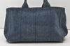 Authentic PRADA Vintage Canapa M Denim 2Way Shoulder Hand Bag Blue 0510J