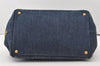 Authentic PRADA Vintage Canapa M Denim 2Way Shoulder Hand Bag Blue 0510J