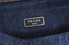 Authentic PRADA Vintage Canapa M Denim 2Way Shoulder Hand Bag Blue 0510J