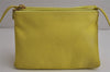 Authentic CELINE TRIO Shoulder Cross Body Clutch Bag Purse Leather Yellow 0512K