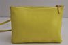 Authentic CELINE TRIO Shoulder Cross Body Clutch Bag Purse Leather Yellow 0512K