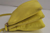 Authentic CELINE TRIO Shoulder Cross Body Clutch Bag Purse Leather Yellow 0512K