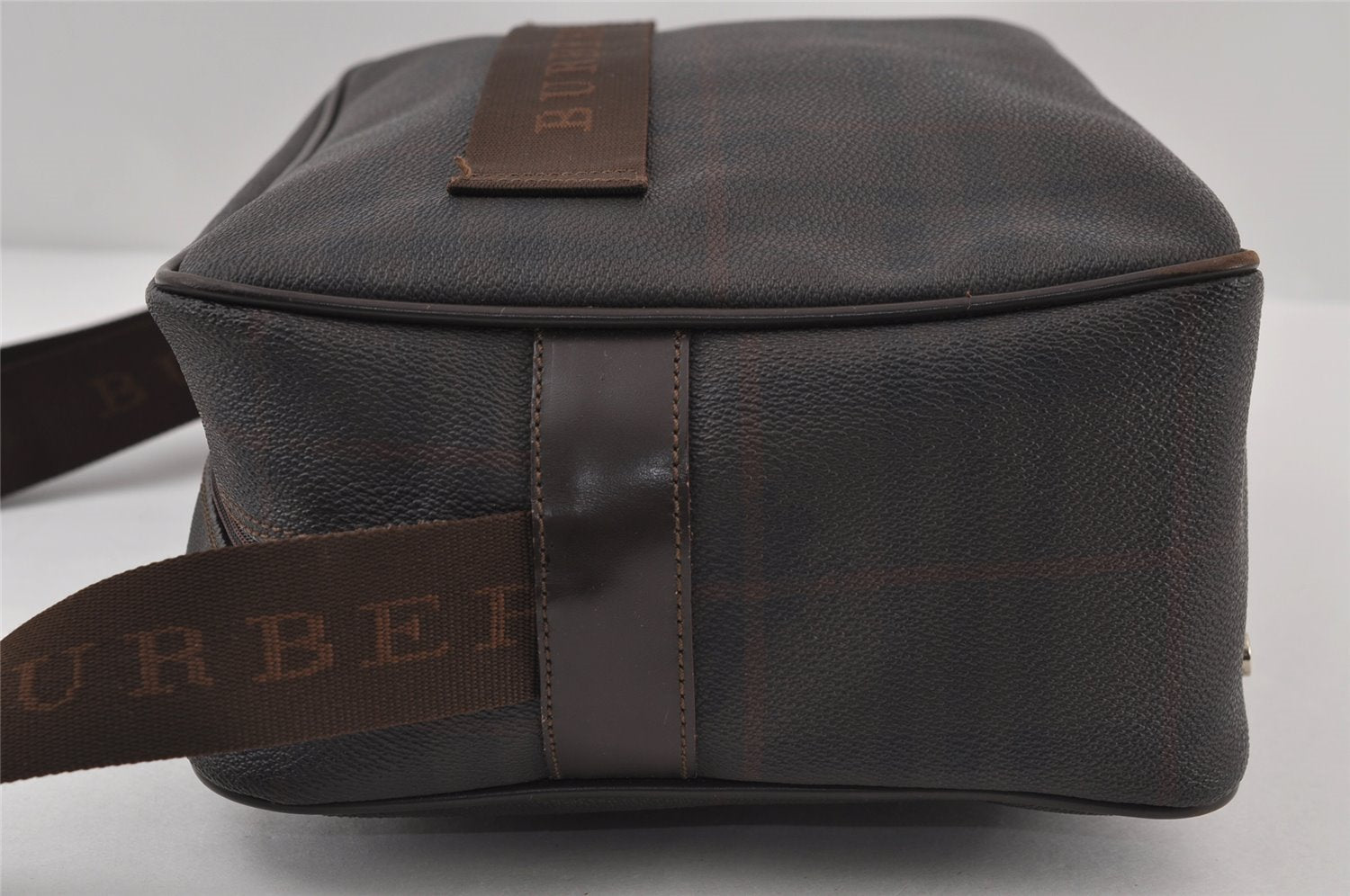 Authentic BURBERRY Vintage Check Shoulder Cross Body Bag PVC Leather Brown 0513J