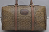 Authentic CELINE C Macadam Carriage Hand Boston Bag PVC Leather Brown 0514K