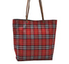 Authentic BURBERRY Check Shoulder Tote Bag Purse Nylon Leather Red 0515H