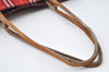 Authentic BURBERRY Check Shoulder Tote Bag Purse Nylon Leather Red 0515H