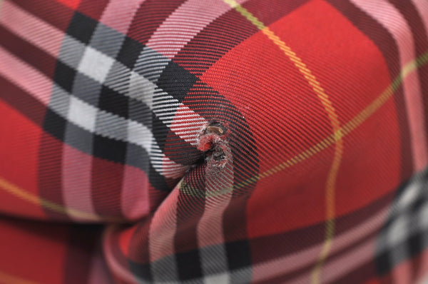Authentic BURBERRY Check Shoulder Tote Bag Purse Nylon Leather Red 0515H
