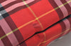 Authentic BURBERRY Check Shoulder Tote Bag Purse Nylon Leather Red 0515H