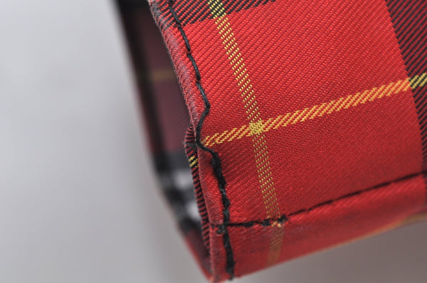 Authentic BURBERRY Check Shoulder Tote Bag Purse Nylon Leather Red 0515H