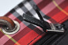 Authentic BURBERRY Check Shoulder Tote Bag Purse Nylon Leather Red 0515H