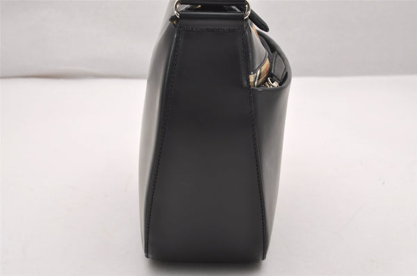 Authentic Burberrys Vintage Leather Shoulder Hand Bag Purse Black 0515J