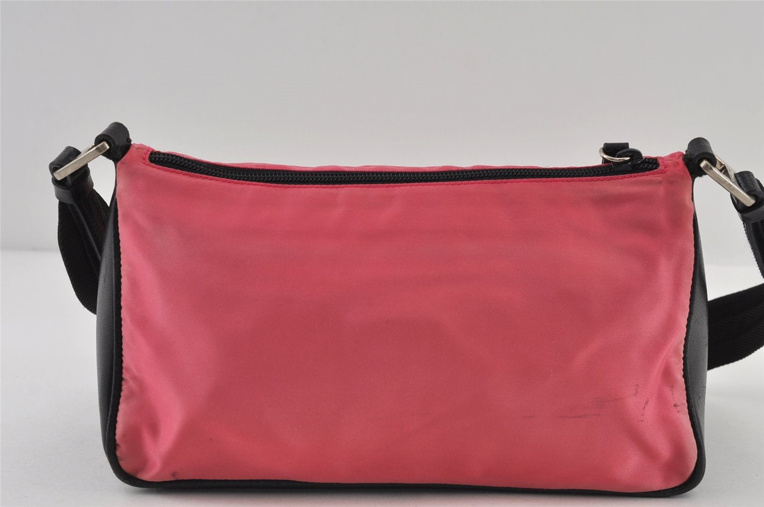 Authentic PRADA Nylon Tessuto Leather Shoulder Bag Purse Pink Black 0516J