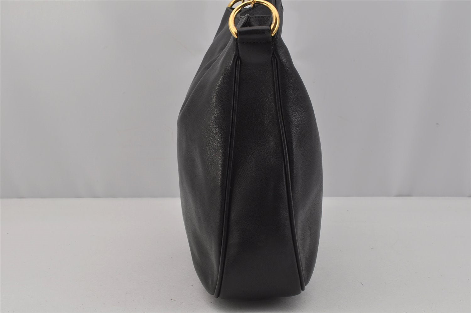 Authentic GUCCI Vintage Bamboo 2Way Shoulder Hand Bag Leather Black Junk 0518J