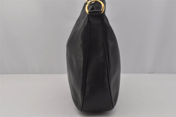 Authentic GUCCI Vintage Bamboo 2Way Shoulder Hand Bag Leather Black Junk 0518J