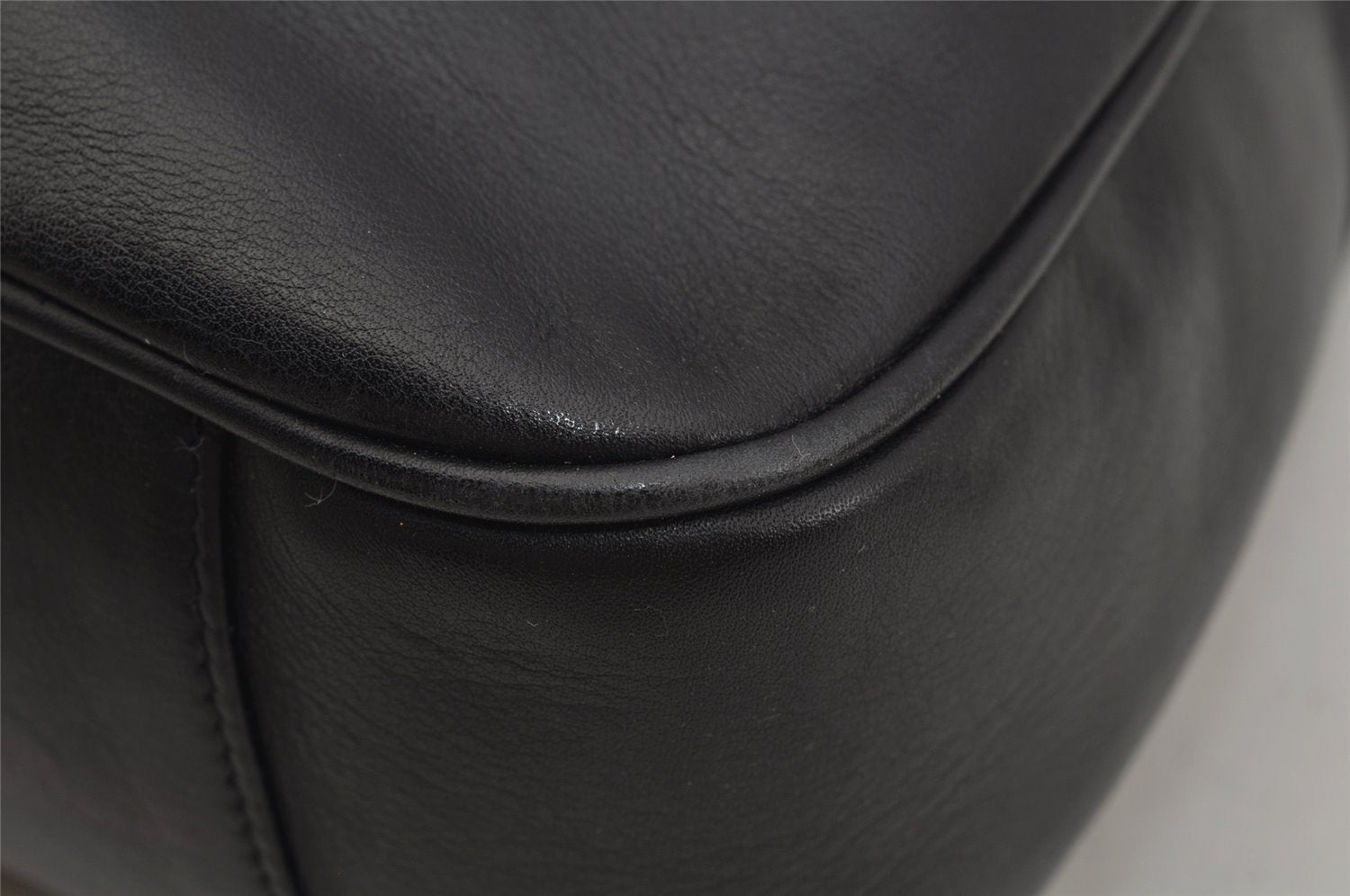 Authentic GUCCI Vintage Bamboo 2Way Shoulder Hand Bag Leather Black Junk 0518J