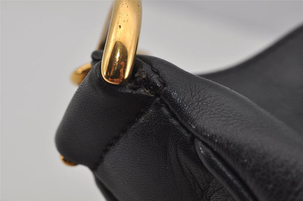 Authentic GUCCI Vintage Bamboo 2Way Shoulder Hand Bag Leather Black Junk 0518J