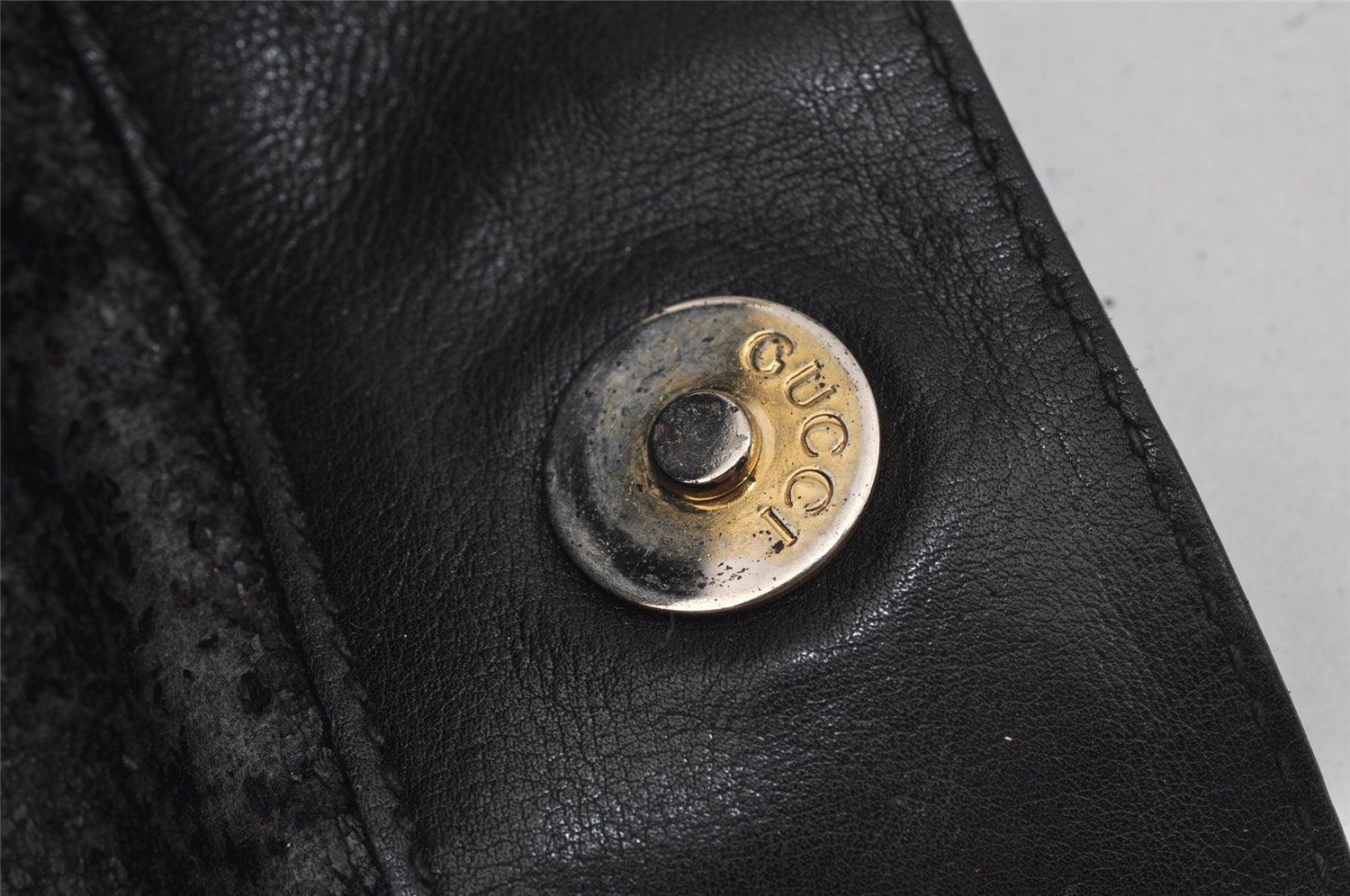 Authentic GUCCI Vintage Bamboo 2Way Shoulder Hand Bag Leather Black Junk 0518J