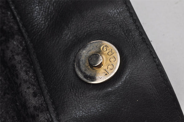 Authentic GUCCI Vintage Bamboo 2Way Shoulder Hand Bag Leather Black Junk 0518J