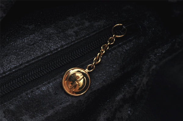 Authentic GUCCI Vintage Bamboo 2Way Shoulder Hand Bag Leather Black Junk 0518J