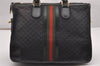 Auth GUCCI Web Sherry Line Micro GG Canvas Leather 2Way Hand Bag Black 0519J