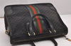 Auth GUCCI Web Sherry Line Micro GG Canvas Leather 2Way Hand Bag Black 0519J