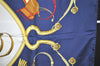 Authentic HERMES Carre 90 Scarf "SPRINGS" Silk Navy 0519K