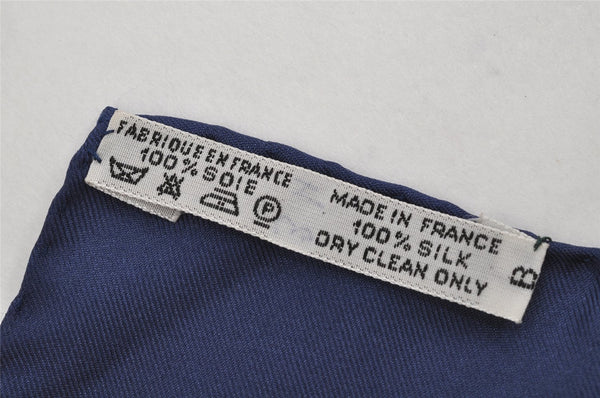Authentic HERMES Carre 90 Scarf "SPRINGS" Silk Navy 0519K