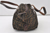 Authentic FENDI Zucca Folding Hand Tote Bag Purse Nylon Leather Brown 0520J