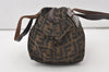 Authentic FENDI Zucca Folding Hand Tote Bag Purse Nylon Leather Brown 0520J