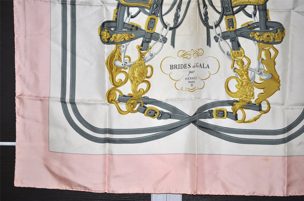 Authentic HERMES Carre 90 Scarf "BRIDES de GALA par" Silk Pink 0520L