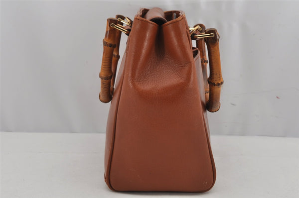 Authentic GUCCI Bamboo 2Way Shoulder Hand Bag Purse Leather Brown Junk 0522K