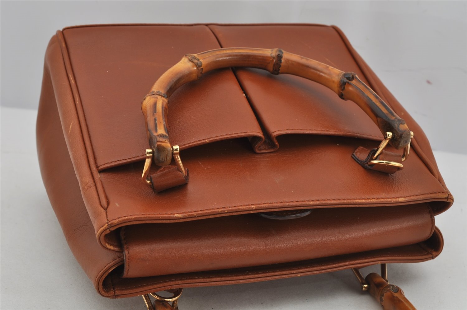 Authentic GUCCI Bamboo 2Way Shoulder Hand Bag Purse Leather Brown Junk 0522K