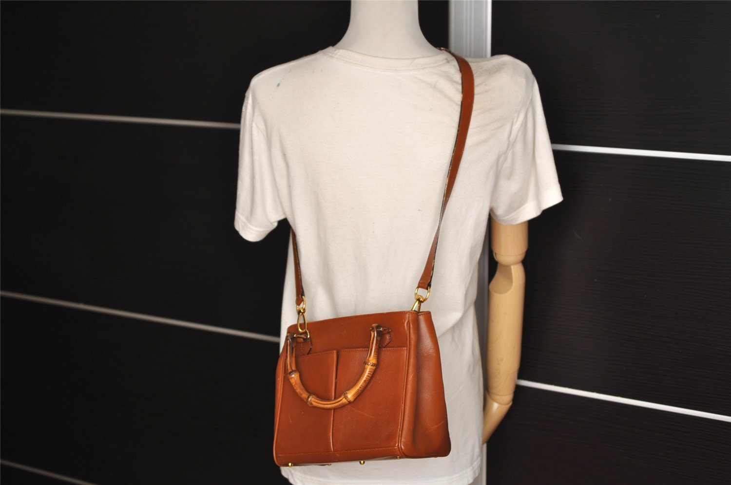 Authentic GUCCI Bamboo 2Way Shoulder Hand Bag Purse Leather Brown Junk 0522K