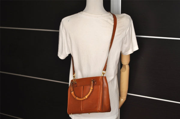 Authentic GUCCI Bamboo 2Way Shoulder Hand Bag Purse Leather Brown Junk 0522K